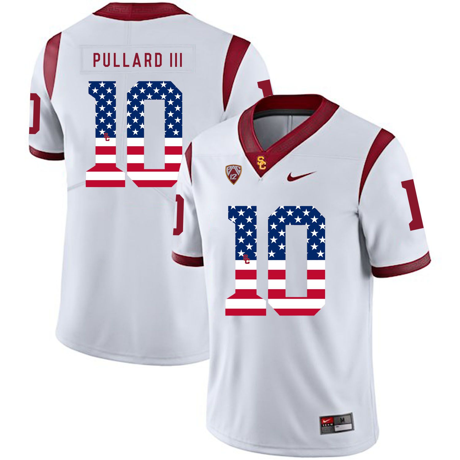 Men USC Trojans 10 Pullard iii White Flag Customized NCAA Jerseys